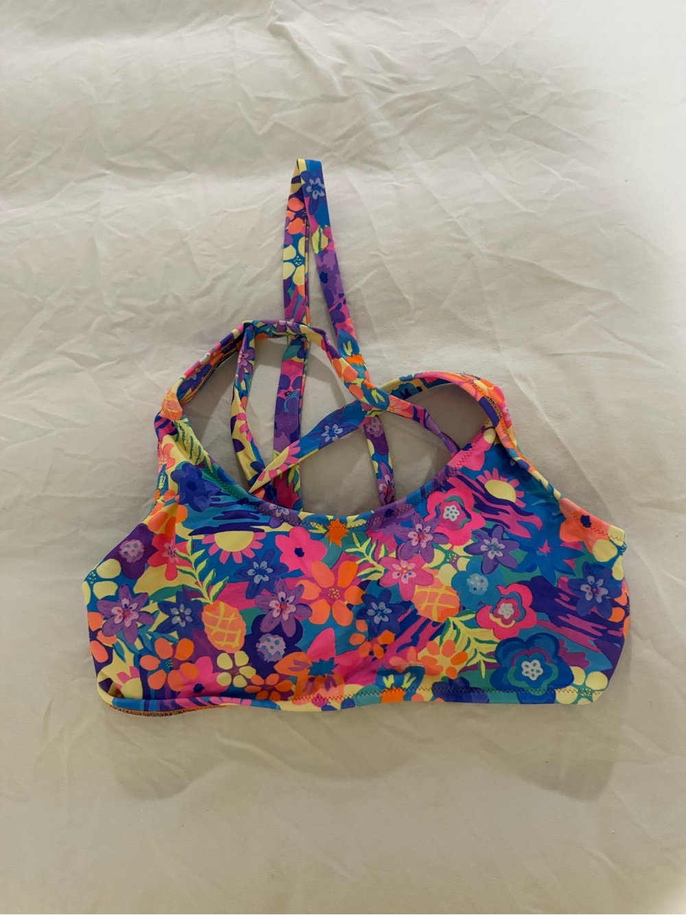 Kulani Kinis Floral Multi-Color Women's Swim Bikini Top - Strappy Back
